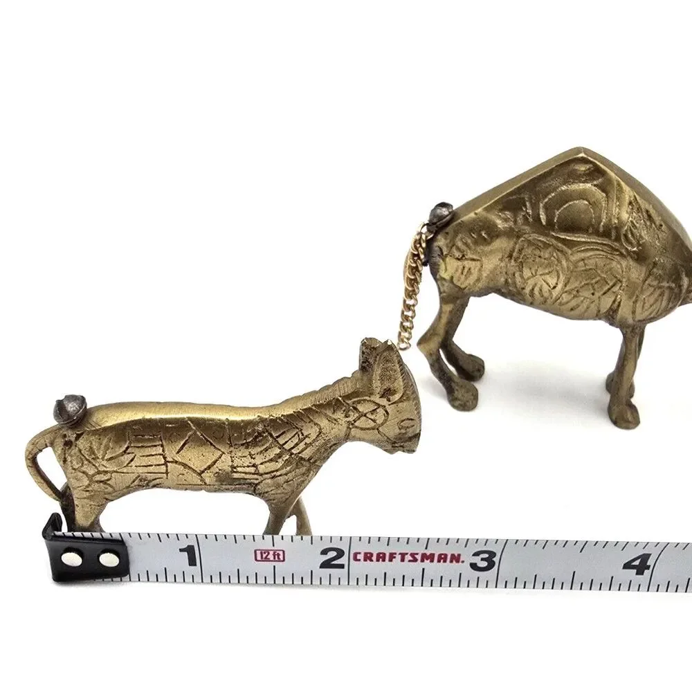 3 Camel, donkey caravan, brass bronze mini animal